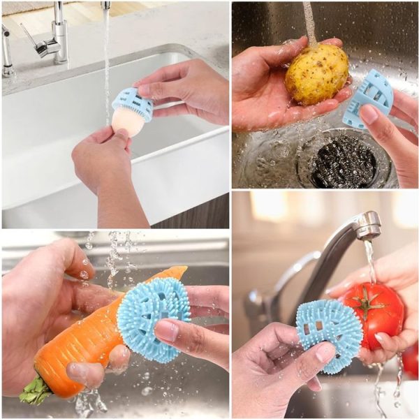 Silicone Egg Brush Cleaner Vegetable Scrubber (Blue) - Image 7