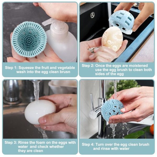 Silicone Egg Brush Cleaner Vegetable Scrubber (Blue) - Image 8
