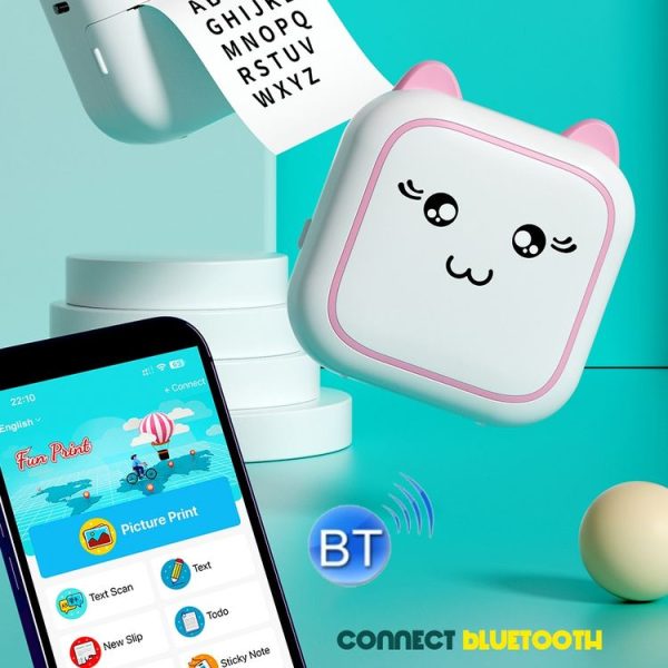 M5 Mini Cartoon Portable Bluetooth Printer Photo Thermal Printer (Pink) - Image 7