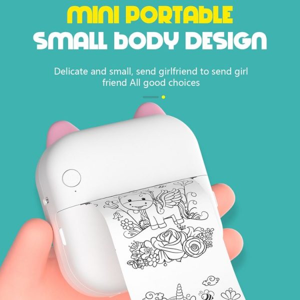M5 Mini Cartoon Portable Bluetooth Printer Photo Thermal Printer (Pink) - Image 8