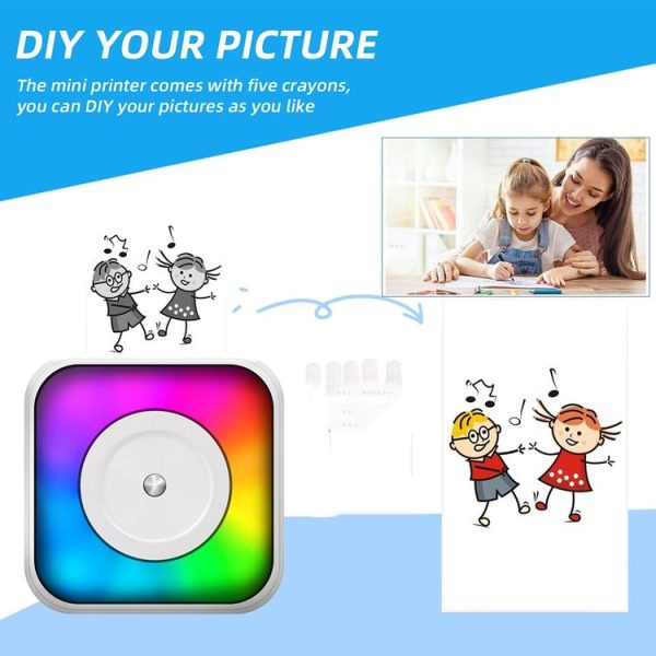 RGB Light Portable Mini Bluetooth Printer Inkless Document Label Printer with 1-Roll Paper - Image 11