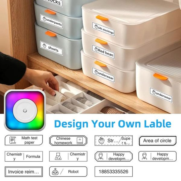 RGB Light Portable Mini Bluetooth Printer Inkless Document Label Printer with 1-Roll Paper - Image 7