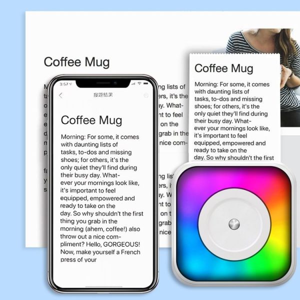 RGB Light Portable Mini Bluetooth Printer Inkless Document Label Printer with 1-Roll Paper - Image 9