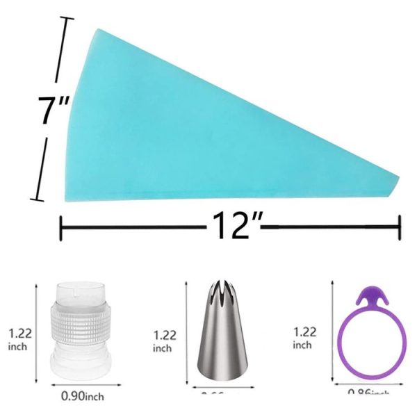 15 In 1 Silicone Icing Piping Cream Pastry Bag Stainless Steel Cake Nozzle Set (Blue) - Image 2