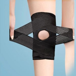 4th Generation Breathable Knee Guard Adjustable Thin Sports Running Cycling Mountaineering Meniscus Knee Joint Patella Strap, Size: M (Black)