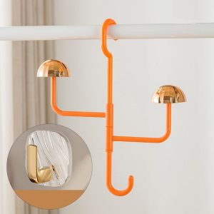 Mushroom Swivel Clothes Hat Rack No Punch No Trace Hooks Home Multifunctional Scarf Bag Storage Rack (Orange)