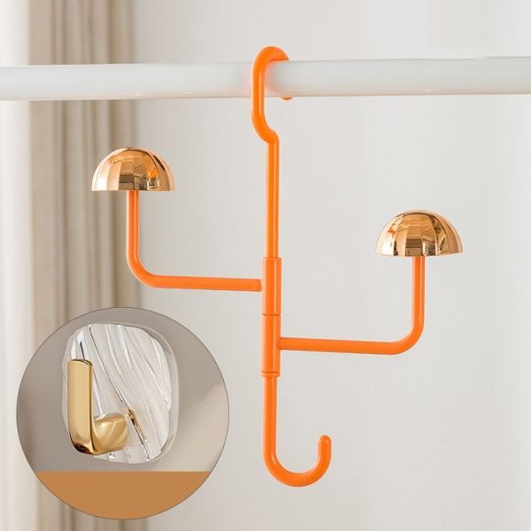 Mushroom Swivel Clothes Hat Rack No Punch No Trace Hooks Home Multifunctional Scarf Bag Storage Rack (Orange)