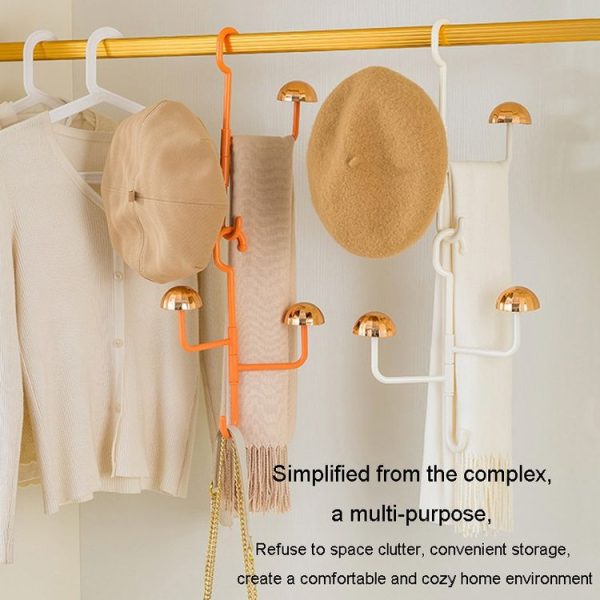 Mushroom Swivel Clothes Hat Rack No Punch No Trace Hooks Home Multifunctional Scarf Bag Storage Rack (Orange) - Image 10