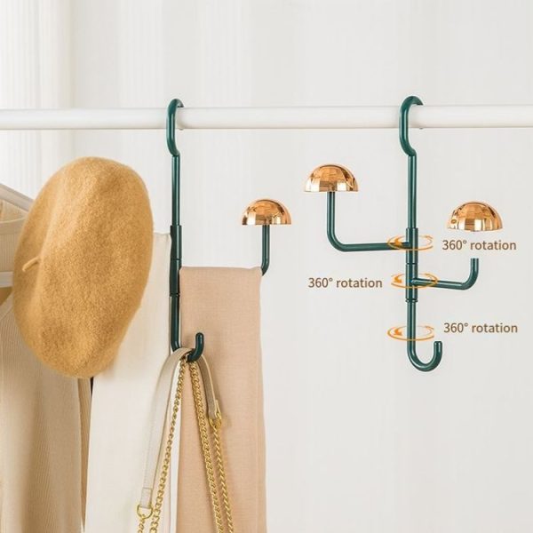 Mushroom Swivel Clothes Hat Rack No Punch No Trace Hooks Home Multifunctional Scarf Bag Storage Rack (Orange) - Image 3