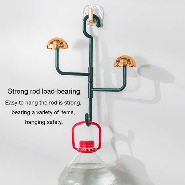 Mushroom Swivel Clothes Hat Rack No Punch No Trace Hooks Home Multifunctional Scarf Bag Storage Rack (Orange) - Image 5