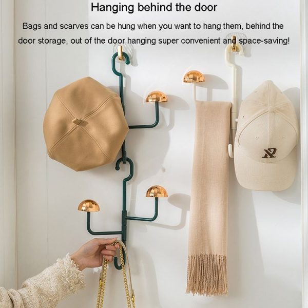 Mushroom Swivel Clothes Hat Rack No Punch No Trace Hooks Home Multifunctional Scarf Bag Storage Rack (Orange) - Image 7
