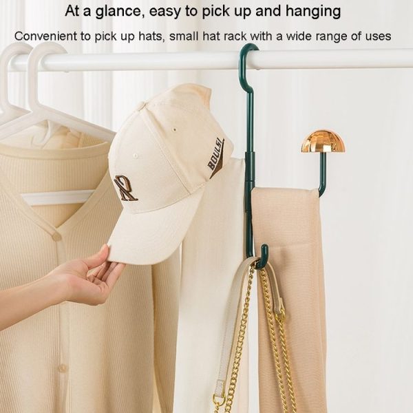Mushroom Swivel Clothes Hat Rack No Punch No Trace Hooks Home Multifunctional Scarf Bag Storage Rack (Orange) - Image 8