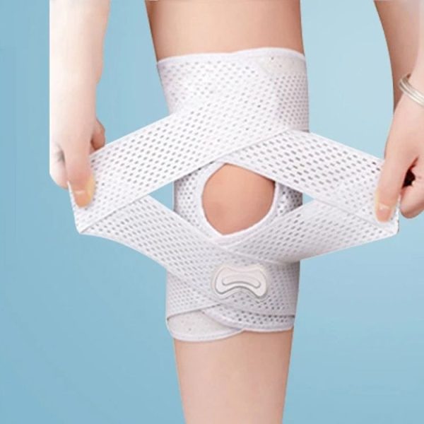 Sixth Generation Breathable Sports Knee Pad Adjustable Outdoor Running Hiking Patella Strap, Size: M (White)