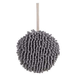 Chenille Hand Wipe Ball Large Hanging Bathroom Quick Dry Hand Towel Kitchen Rag Wipe Handkerchief (Gray)