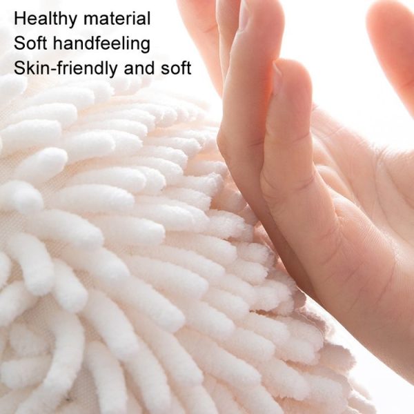 Chenille Hand Wipe Ball Large Hanging Bathroom Quick Dry Hand Towel Kitchen Rag Wipe Handkerchief (Gray) - Image 5