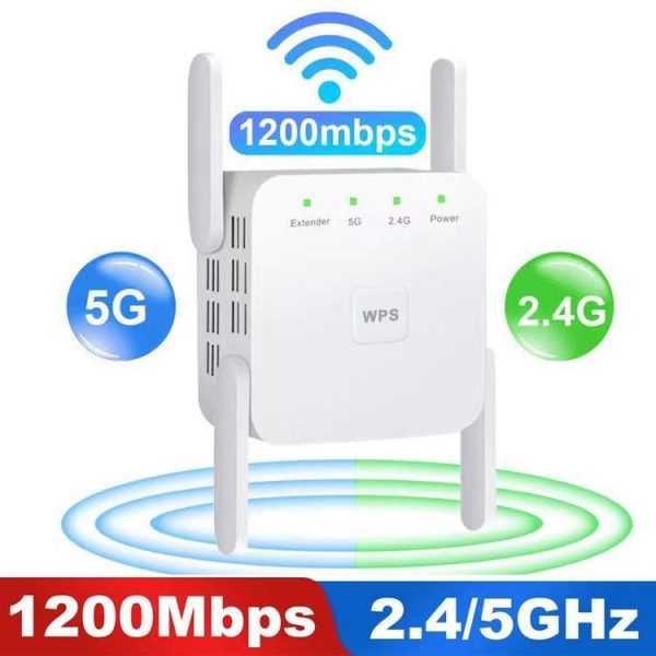 1200Mbps 2.4G / 5G WiFi Extender Booster Repeater Supports Ethernet Port White EU Plug - Image 2