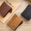 BULL CAPTAIN QB06 Retro First-layer Cowhide Anti-theft Zipper Wallet Short Drive License Coin Clip (Brown) - Image 11