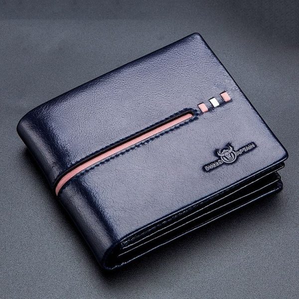 BULL CAPTAIN 0200 Large-capacity First-layer Cowhide Multi-card Slot Wallet RFID Anti-theft Card Holder (Blue)