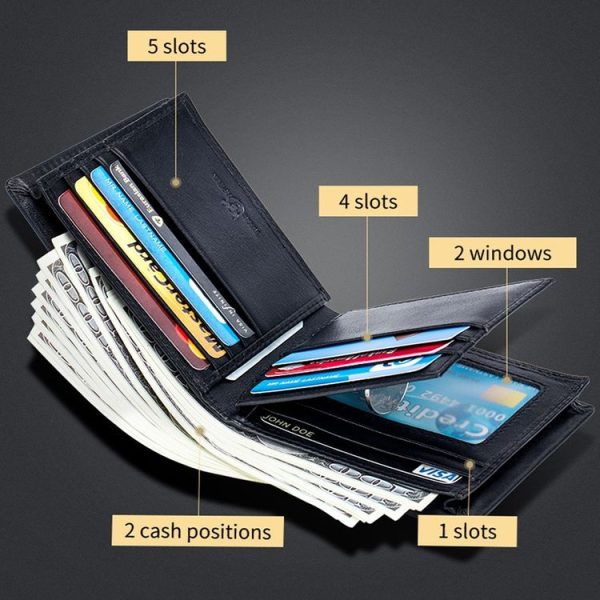 BULL CAPTAIN 0200 Large-capacity First-layer Cowhide Multi-card Slot Wallet RFID Anti-theft Card Holder (Blue) - Image 9