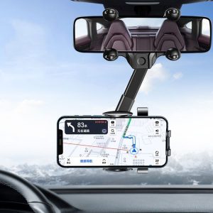 Car Rearview Mirror Mobile Phone Holder Multifunctional AR Navigation Support Bracket (Extending Rod)