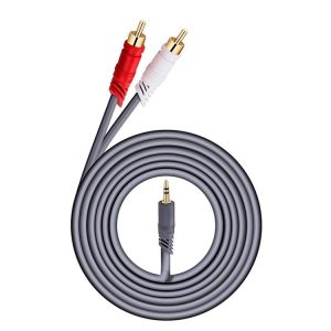 JINGHUA 3.5mm To 2RCA Audio Cable Game Console Outdoor Audio Connection Cable, Size: 1.5m (Grey)