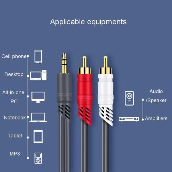 JINGHUA 3.5mm To 2RCA Audio Cable Game Console Outdoor Audio Connection Cable, Size: 1.5m (Grey) - Image 5