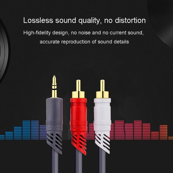 JINGHUA 3.5mm To 2RCA Audio Cable Game Console Outdoor Audio Connection Cable, Size: 1.5m (Grey) - Image 6