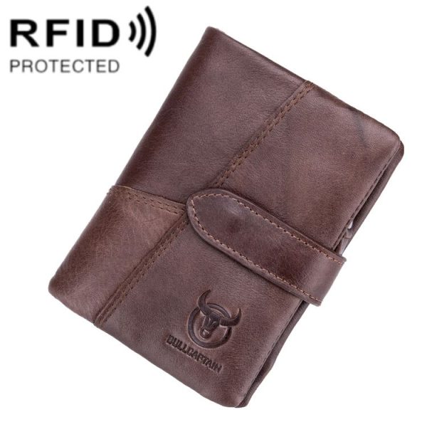 BULL CAPTAIN 01 RFID Anti-theft Multifunctional Cowhide Vertical Detachable Men Wallet (Coffee)