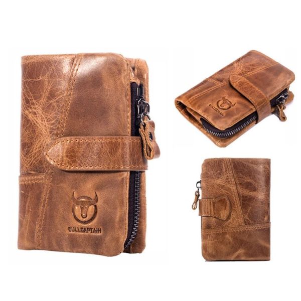 BULL CAPTAIN 01 RFID Anti-theft Multifunctional Cowhide Vertical Detachable Men Wallet (Coffee) - Image 3
