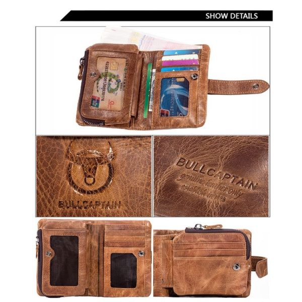 BULL CAPTAIN 01 RFID Anti-theft Multifunctional Cowhide Vertical Detachable Men Wallet (Coffee) - Image 5