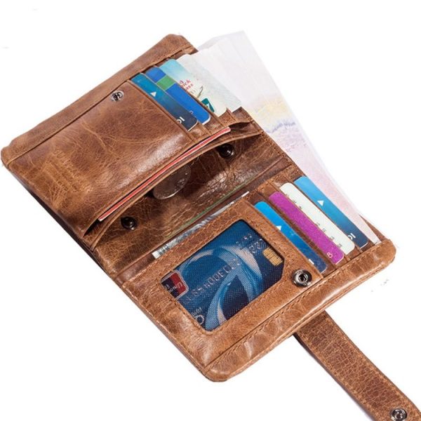 BULL CAPTAIN 01 RFID Anti-theft Multifunctional Cowhide Vertical Detachable Men Wallet (Coffee) - Image 7