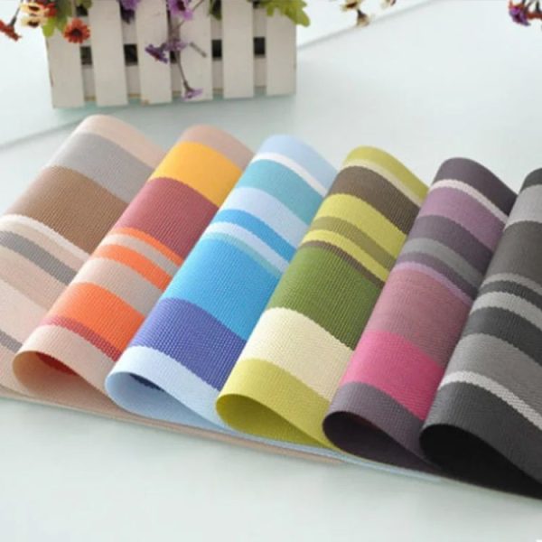 PVC Insulated Placemats Coasters Striped Cutlery Mat (Orange) - Image 2