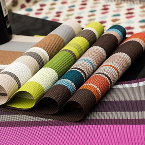 PVC Insulated Placemats Coasters Striped Cutlery Mat (Orange) - Image 6