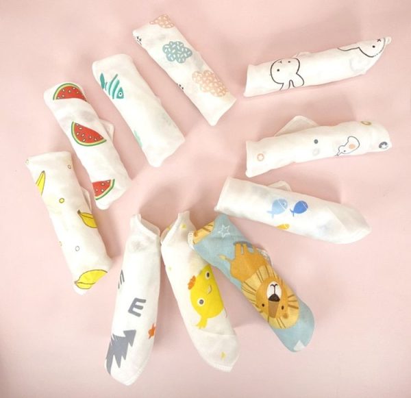 10pcs / Pack 25x25cm Double Layer High Density Print Gauze Handkerchief Toddler Drooling Towel (Mixed Color) - Image 2