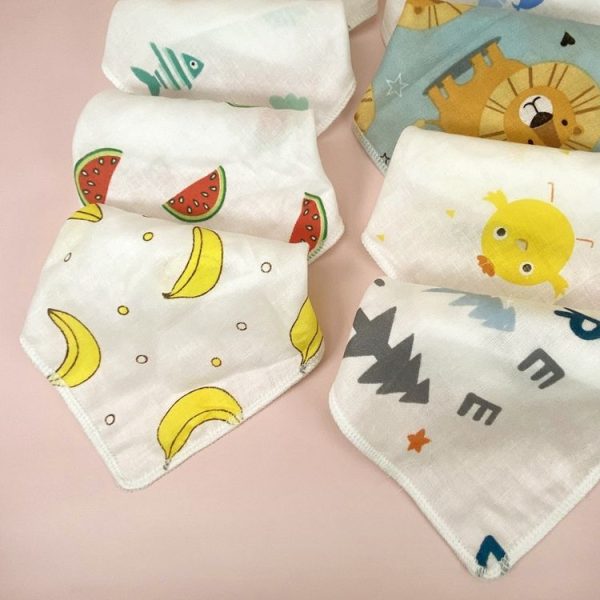 10pcs / Pack 25x25cm Double Layer High Density Print Gauze Handkerchief Toddler Drooling Towel (Mixed Color) - Image 3