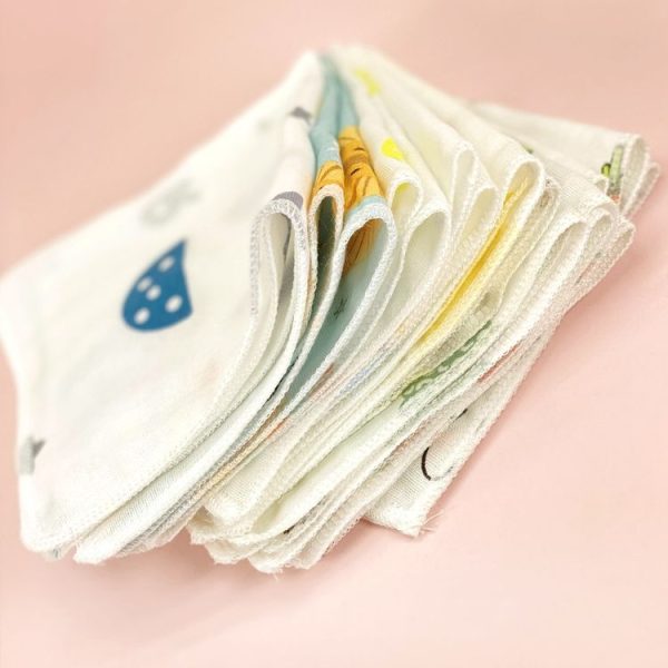 10pcs / Pack 25x25cm Double Layer High Density Print Gauze Handkerchief Toddler Drooling Towel (Mixed Color) - Image 5