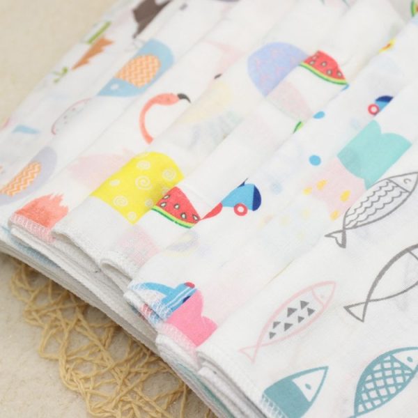 10pcs / Pack 25x25cm Double Layer High Density Print Gauze Handkerchief Toddler Drooling Towel (Mixed Color) - Image 6