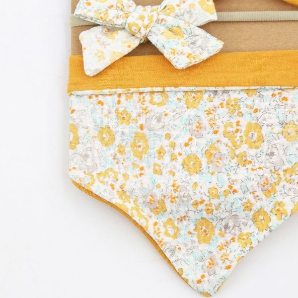 3 In 1 Baby Drooling Towel Cotton Printed Double Sided Triangle Towel Headband Set Waterproof Bibs, Style: DP069-1 - Image 6
