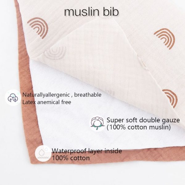 3 In 1 Baby Drooling Towel Cotton Printed Double Sided Triangle Towel Headband Set Waterproof Bibs, Style: DP069-1 - Image 7