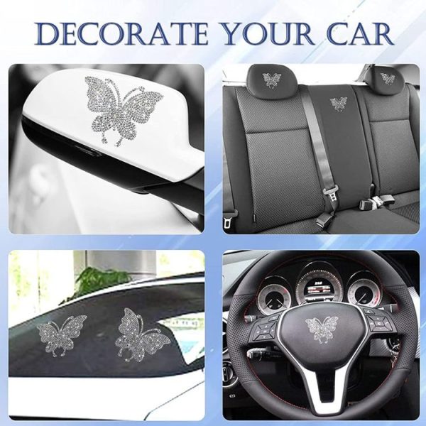 Butterfly Car Sticker DIY Patch Car Interior Decoration, Color: White Diamond - Image 4