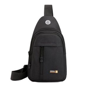 SHENGAO Messenger Small Chest Bag Oxford Cloth Climbing Bag Outdoor Men Shoulder Bag (Black)