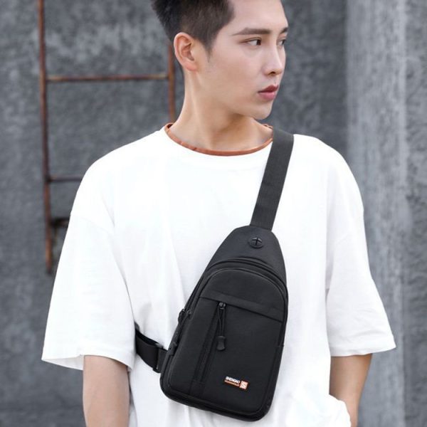 SHENGAO Messenger Small Chest Bag Oxford Cloth Climbing Bag Outdoor Men Shoulder Bag (Black) - Image 10