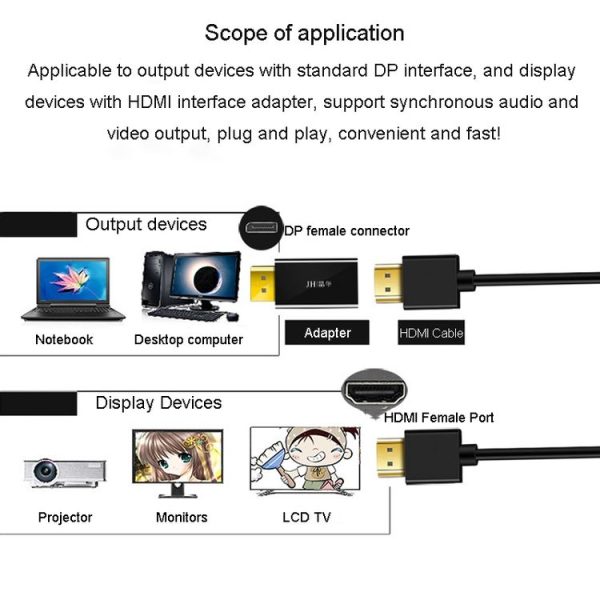 JINGHUA DP Male To HDMI Female Adapter Video Audio Connector, Style: 1080P Universal Version - Image 3