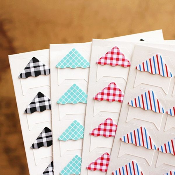2 PCS Retro Plaid Stripe Photo Corner Sticker Album Handmade Sticker Accessories (Retro Black Grid) - Image 3