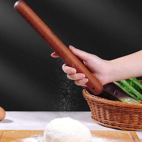 25x3cm Home Wooden Rolling Pin Nonstick Red Sandalwood Rolling Stick - Image 11