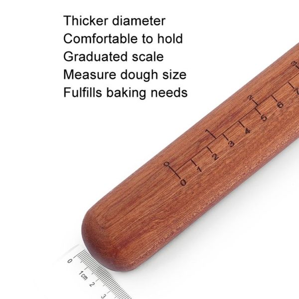 25x3cm Home Wooden Rolling Pin Nonstick Red Sandalwood Rolling Stick - Image 4