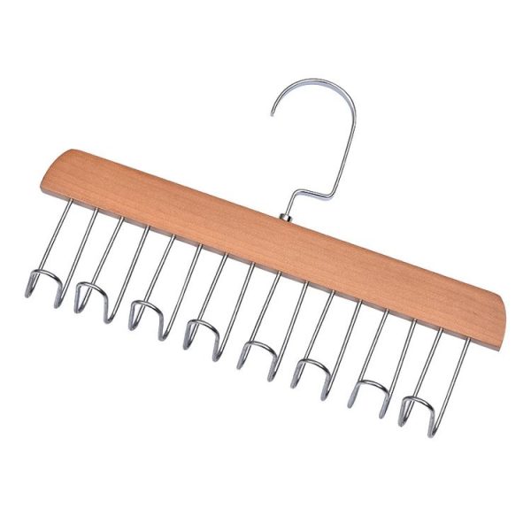 Wooden Sling Hanger Lingerie Vest Tie Organizer Household Wave Drying Racks (Wood Color)