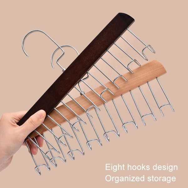 Wooden Sling Hanger Lingerie Vest Tie Organizer Household Wave Drying Racks (Wood Color) - Image 5
