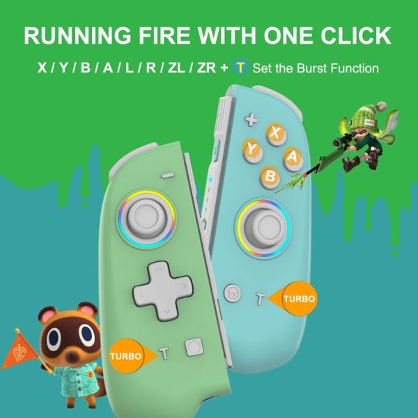 Switch Joycon With Colorful Light Left And Right Handle (White Button) - Image 3