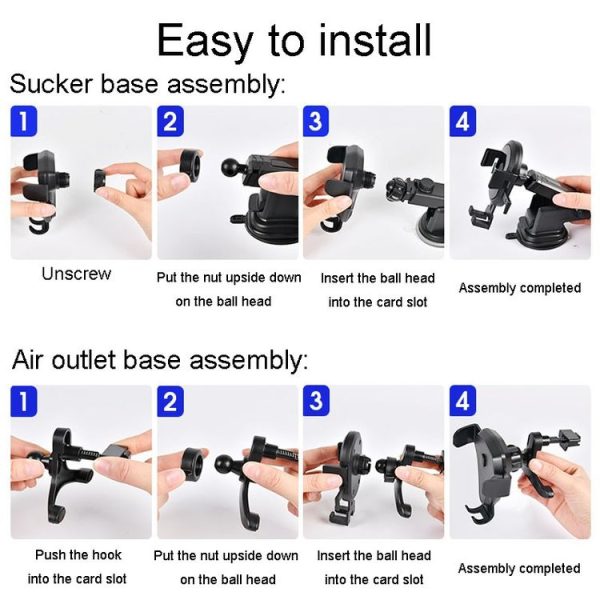 Carbon Fiber Automotive Phone Holder Car Navigation Bracket Telescopic Model, Specification: Air Outlet (Love Model) - Image 13